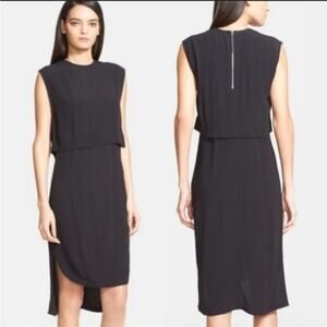 Helmet Lang Black Layered Georgette High Low Layered Chic Lagenlook Dress